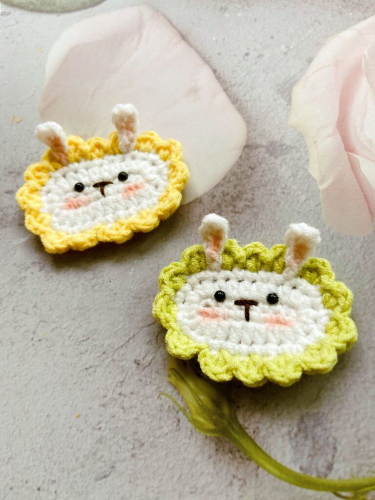 RH02編みウサギ レース パッチン留め ヘアクリップ ヘアピン ヘアアクセサリー 子供 ブローチ(受注制作)