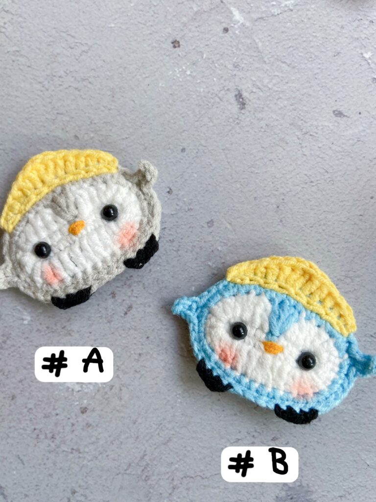 RH06編みペンギン パッチン留め ヘアクリップ ヘアピン ヘアアクセサリー 子供 ブローチ(受注制作)