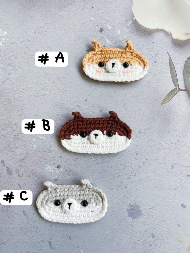 RH08編み柴犬　パッチン留め　ヘアクリップ　 ヘアピン　　ヘアアクセサリー　子供　ブローチ(受注制作)