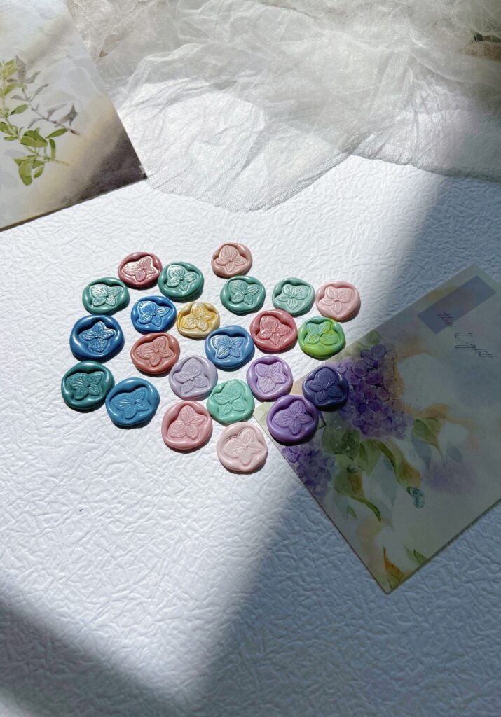 紫陽花　封蝋/シーリングスタンプsealing wax「5/10枚1セット」手紙/招待状/年賀状/贈り物/手帳デコ