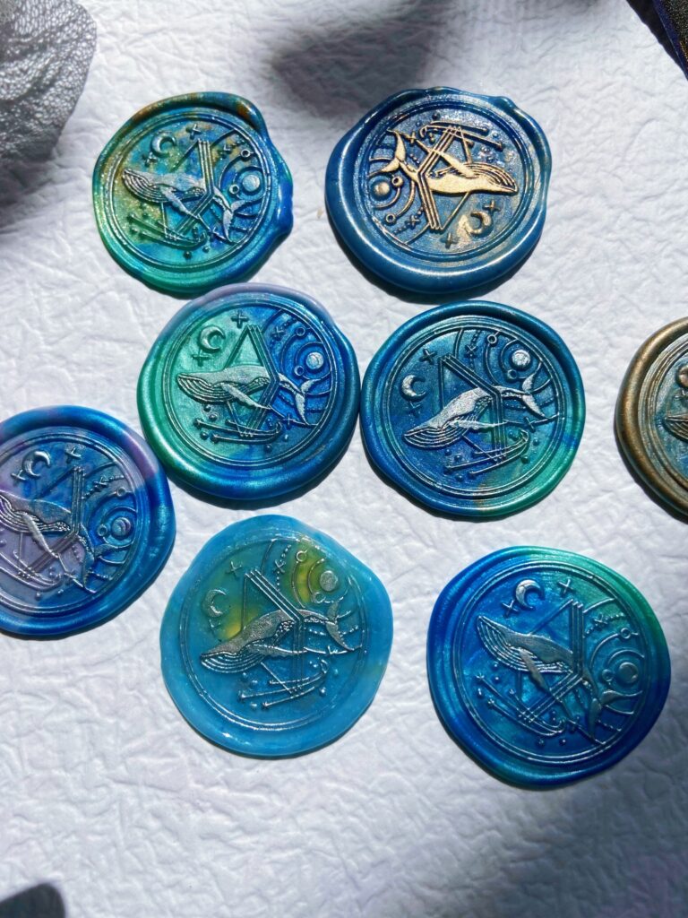 クジラ 封蝋/シーリングスタンプsealing wax「5枚1セット」手紙/招待状/年賀状/贈り物/手帳デコ