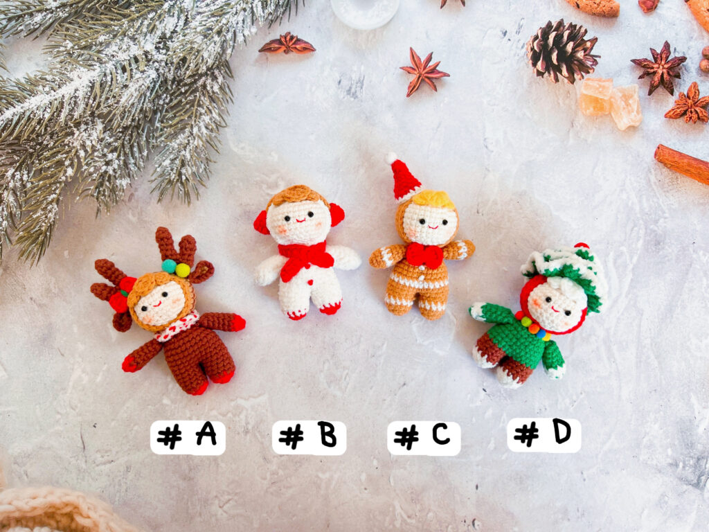 クリスマス人形　飾り　季節のデコレーション　エルク　雪だるま　クリスマスツリー　ギンジャーマン　ストラップバッグチャーム