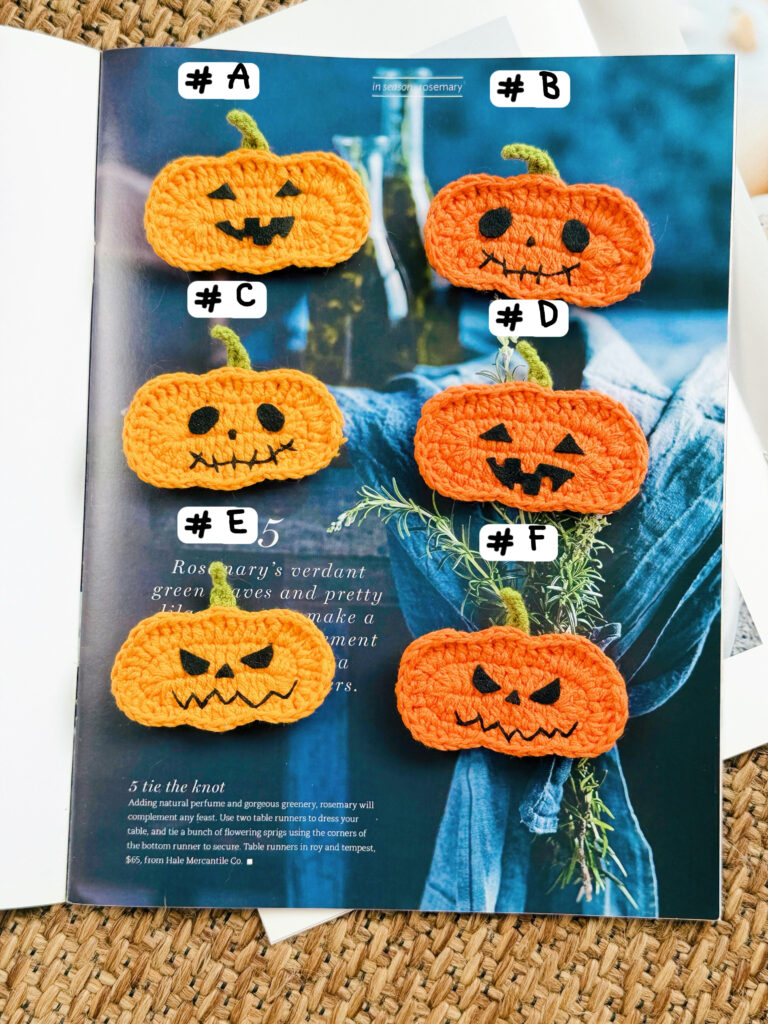 ハロウィン★かぼちゃのヘアアクセサリー＆ブローチ｜パンプキン・ジャックオーランタン｜ハンドメイド　手編み　仮装